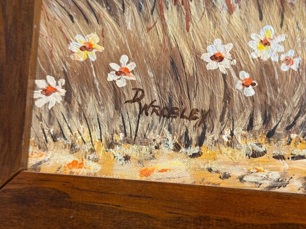 D. WROBLEY ORIGINAL OIL ON MASONITE PAINTING OF A WINDMILL AND WATER TANK - 6