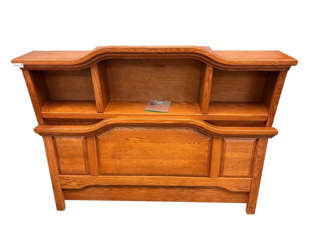 SOLID OAK FULL SIZE BOOKCASE SLEIGH BED (1 of 10)