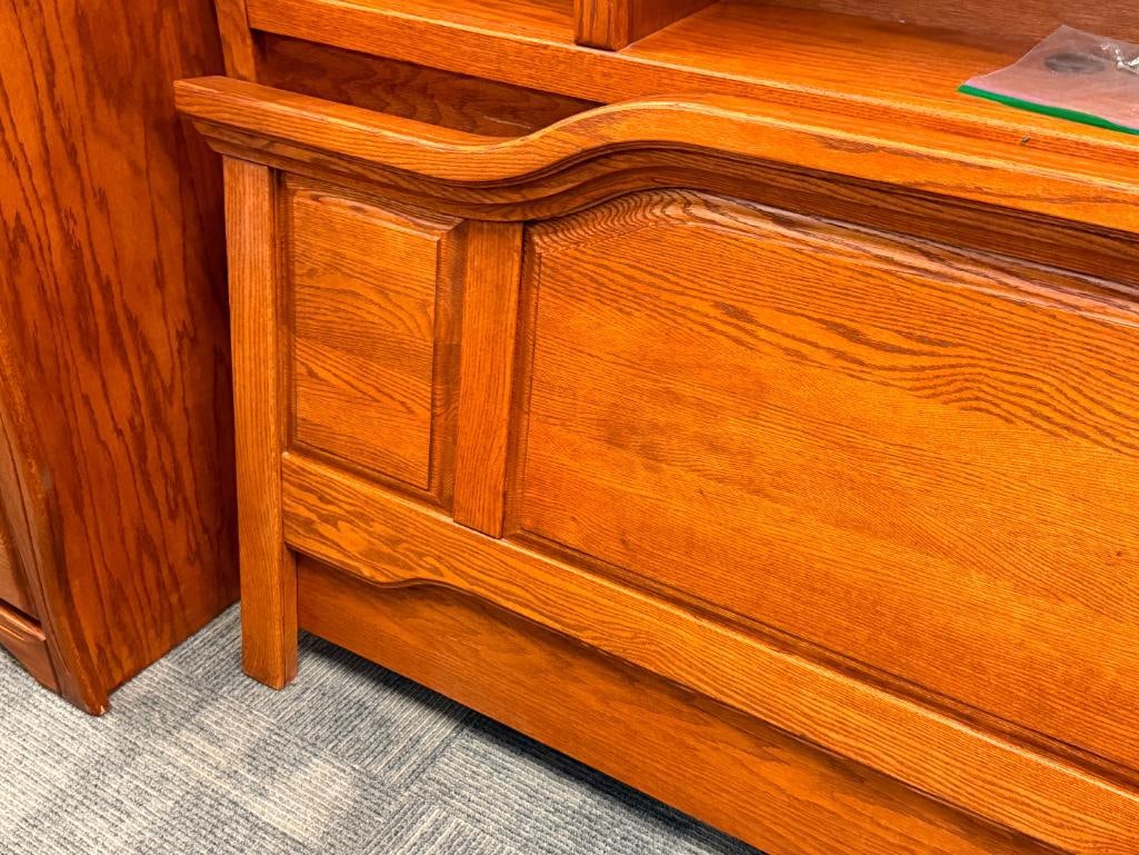 SOLID OAK FULL SIZE BOOKCASE SLEIGH BED - 3