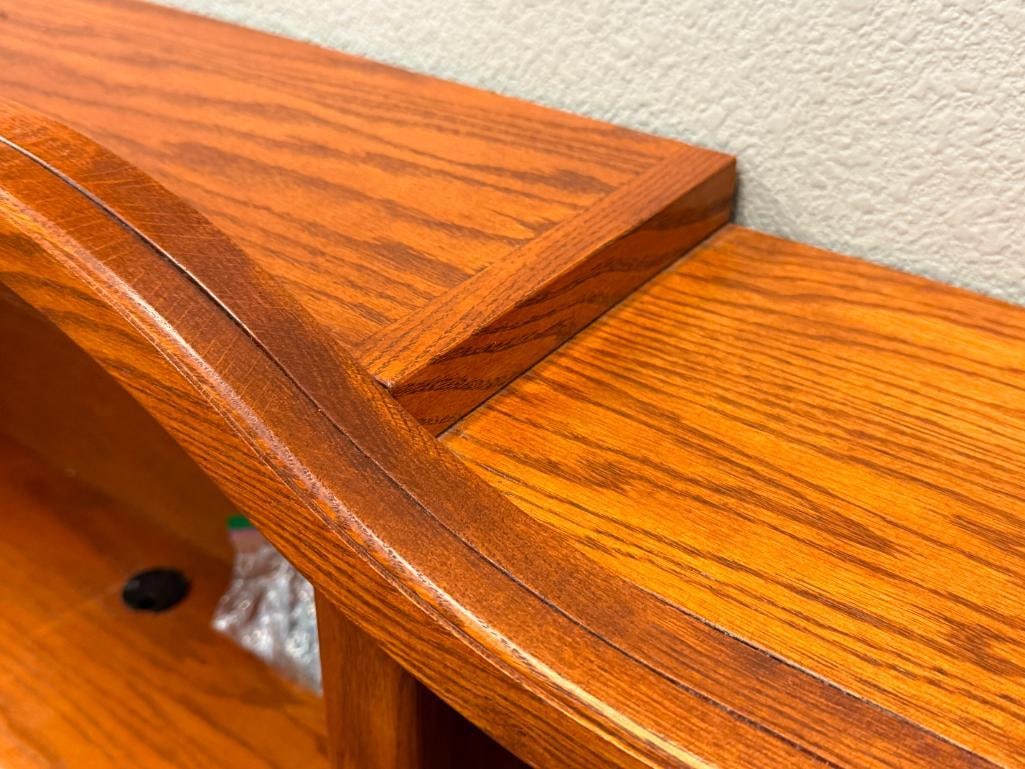 SOLID OAK FULL SIZE BOOKCASE SLEIGH BED - 5