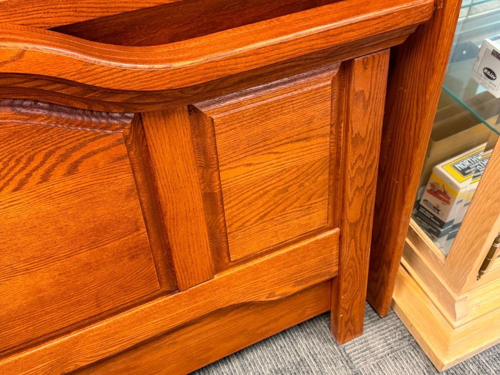 SOLID OAK FULL SIZE BOOKCASE SLEIGH BED - 6