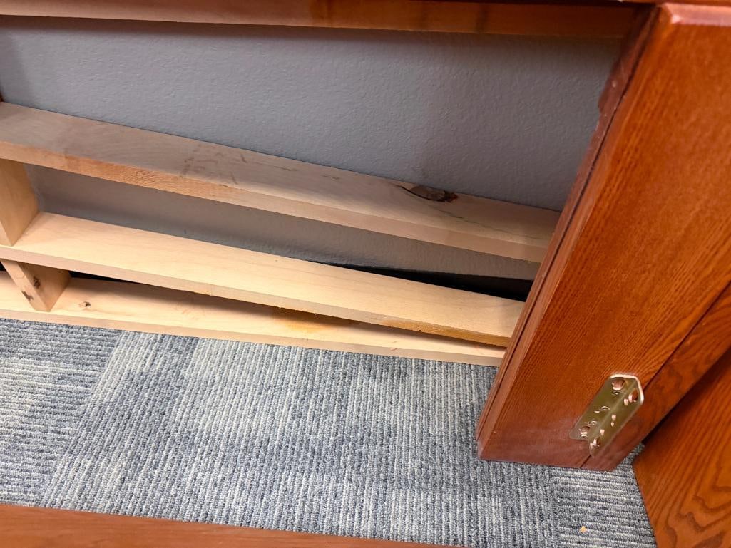 SOLID OAK FULL SIZE BOOKCASE SLEIGH BED - 8