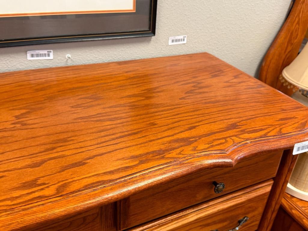 OAK SIX DRAWER CHEST OF DRAWERS / CHIFFOROBE - 3