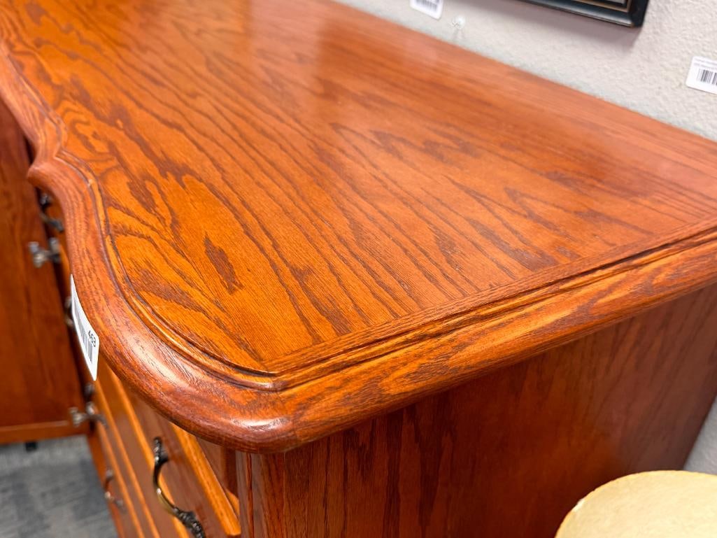 OAK SIX DRAWER CHEST OF DRAWERS / CHIFFOROBE - 7