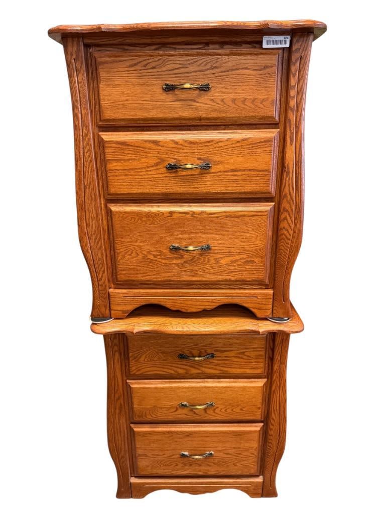 PAIR OF OAK THREE DRAWER NIGHTSTANDS (1 of 9)