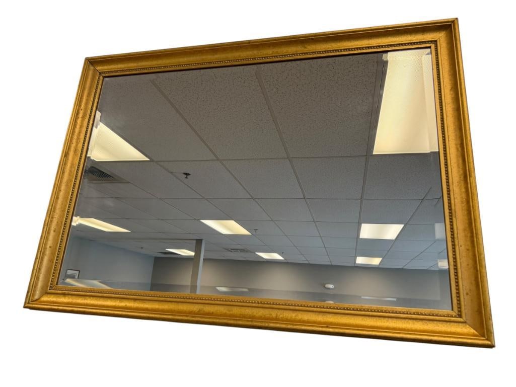 LARGE BEVELED MIRROR IN GOLD FINISH WOODEN FRAME (1 of 4)