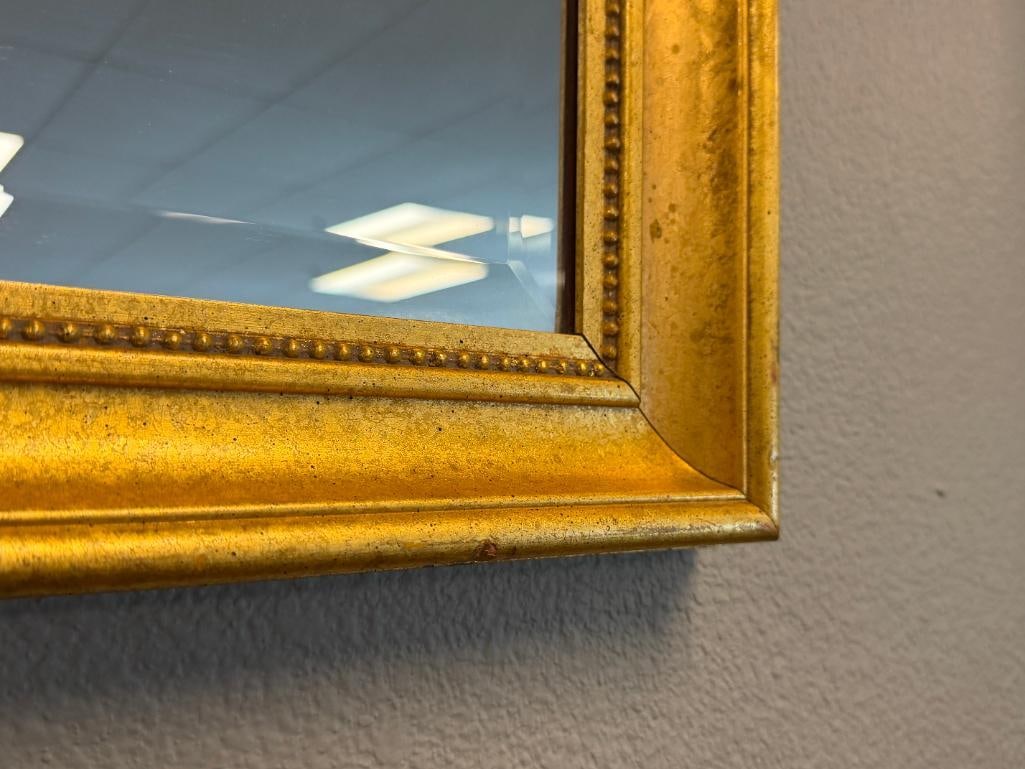 LARGE BEVELED MIRROR IN GOLD FINISH WOODEN FRAME - 3