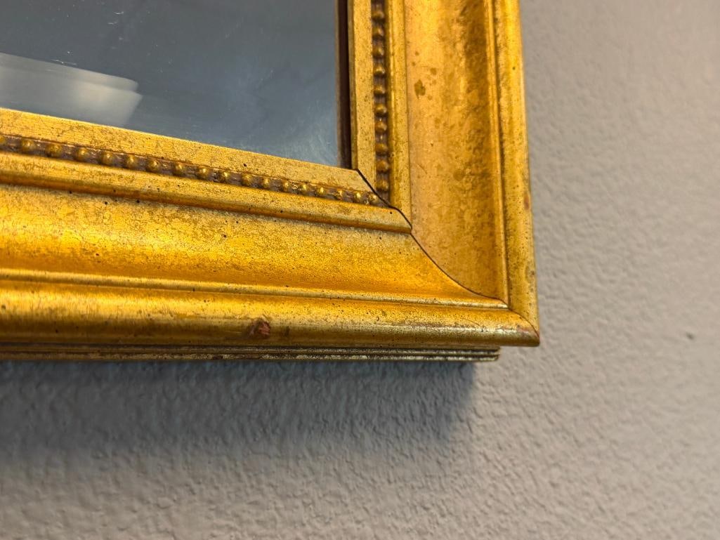 LARGE BEVELED MIRROR IN GOLD FINISH WOODEN FRAME - 4