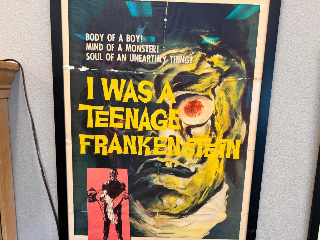ORIGINAL 1957 I WAS A TEENAGE FRANKENSTEIN HORROR MOVIE POSTER STARRING WHIT BISSELL & GARY CONWAY - 2
