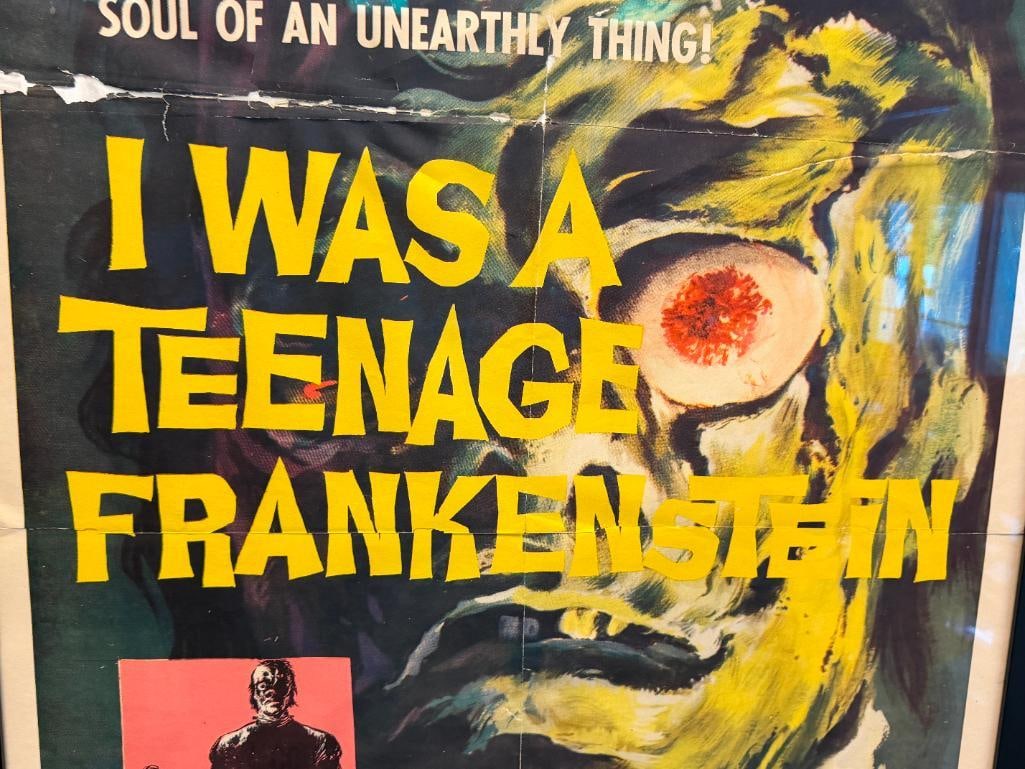 ORIGINAL 1957 I WAS A TEENAGE FRANKENSTEIN HORROR MOVIE POSTER STARRING WHIT BISSELL & GARY CONWAY - 3