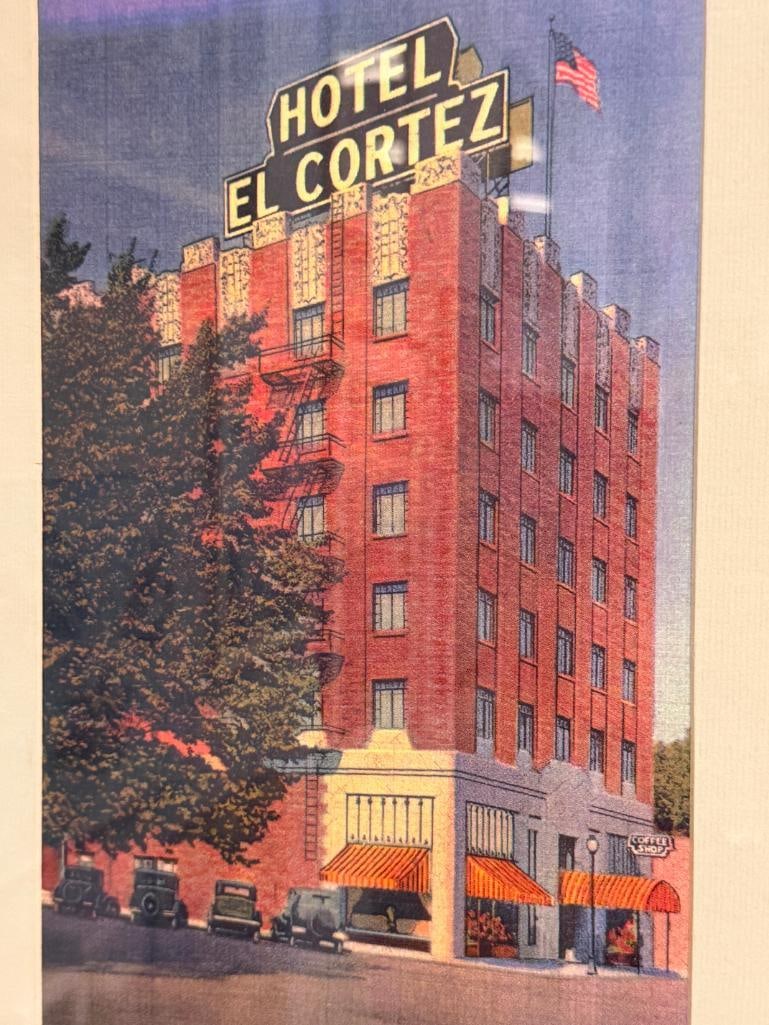PRINT OF HOTEL EL CORTEZ IN RENO, NV ART DECO STYLED BUILDING - 2