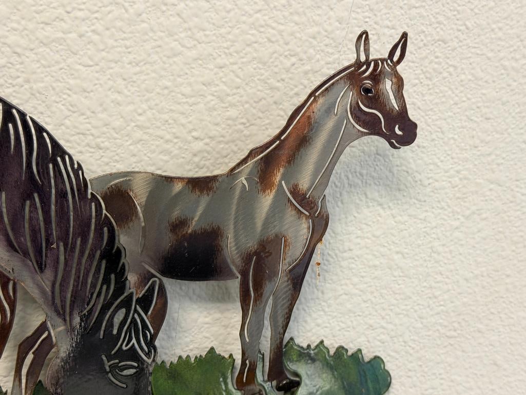 PIERCED METAL RUSTIC WESTERN DECOR MARE AND COLT WALL HANGING - 3