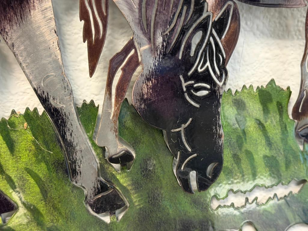 PIERCED METAL RUSTIC WESTERN DECOR MARE AND COLT WALL HANGING - 4
