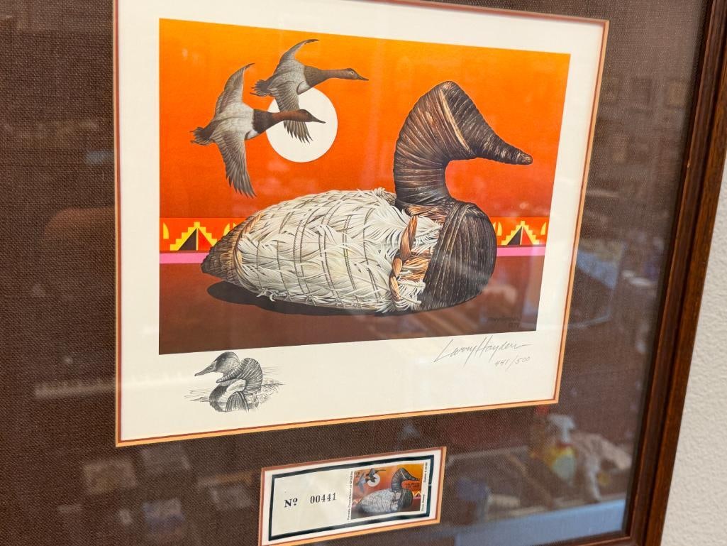 1979 NEVADA FIRST OF STATE TULE DECOY DUCK STAMP PRINT BY LARRY HAYDEN NO. 441/500 - 2