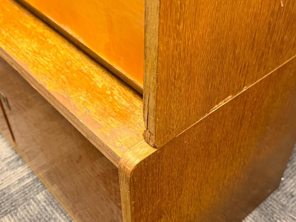 ART DECO PERIOD WALNUT AND MAPLE VINTAGE TWO PIECE CABINET - 13