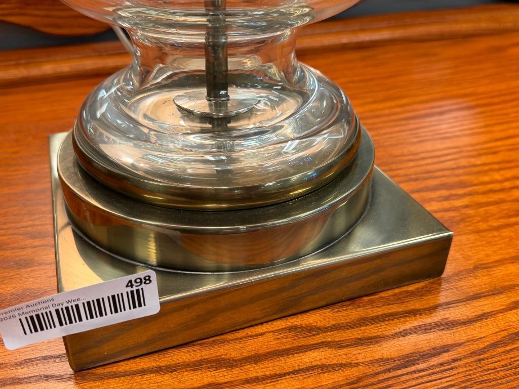LARGE CLASSICAL GLASS AND METAL URN TABLE LAMP - 4