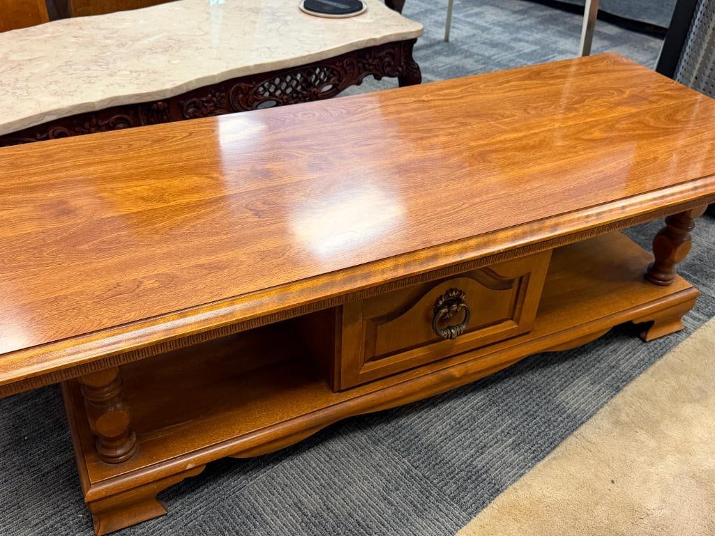 VINTAGE BIRCH COCKTAIL TABLE WITH STORAGE BOTTOM - 2