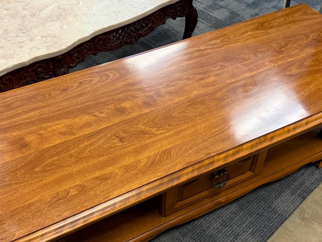 VINTAGE BIRCH COCKTAIL TABLE WITH STORAGE BOTTOM - 3