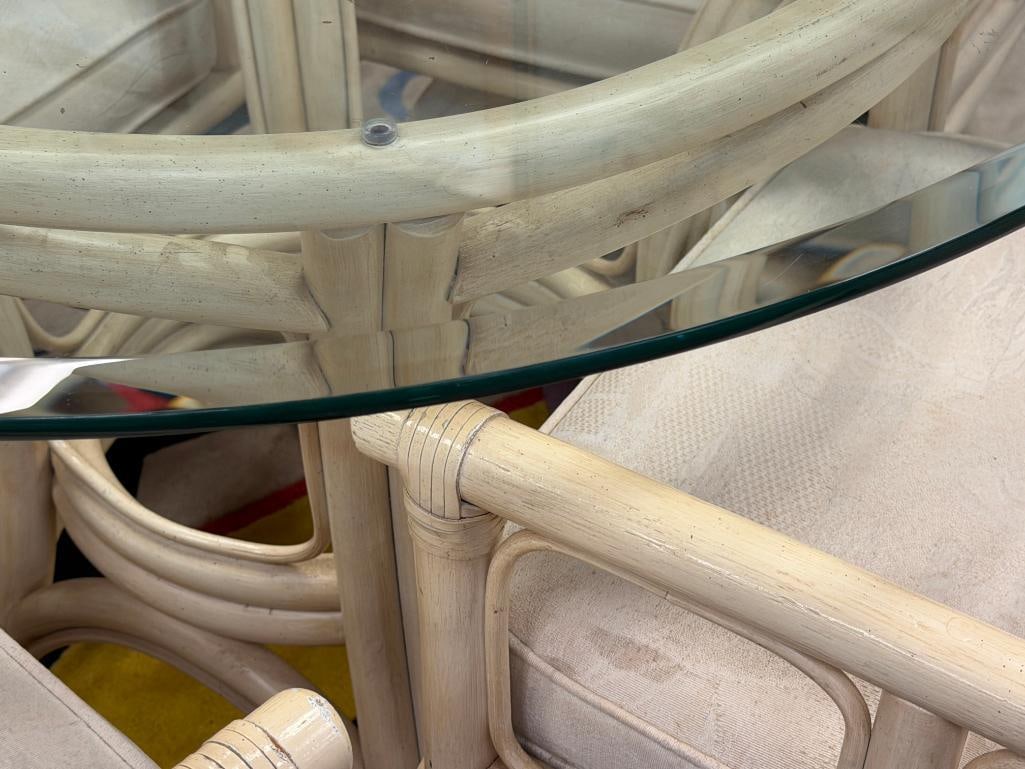 FIVE PIECE BAMBOO OUTDOOR / INDOOR TABLE WITH GLASS TOP - 4