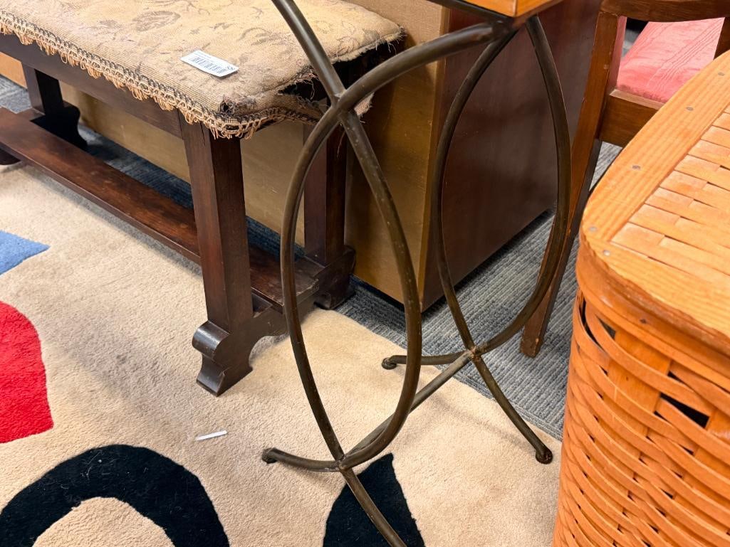 METAL PLANT STAND WITH WOOD AND CORRUGATED METAL TOP - 3