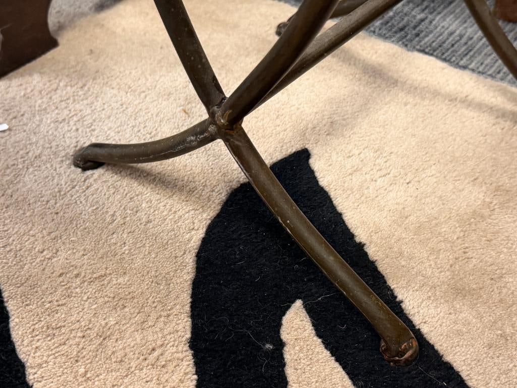 METAL PLANT STAND WITH WOOD AND CORRUGATED METAL TOP - 4