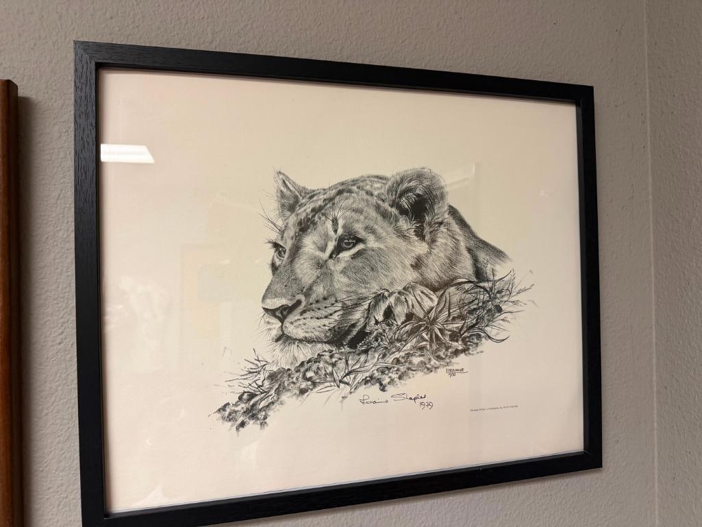 PAIR OF OFFSET LITHOGRAPH PRINTS OF MALE AND FEMALE LION BUSTS BY LORAINNE - 9