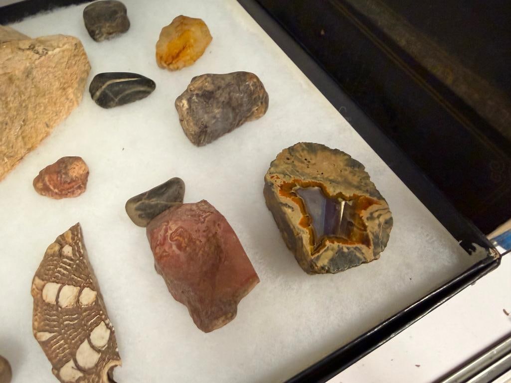 ASSORTED GEOLOGICAL SPECIMENS, FOSSILS, AND NATIVE AMERICAN TRADE BEADS - 6