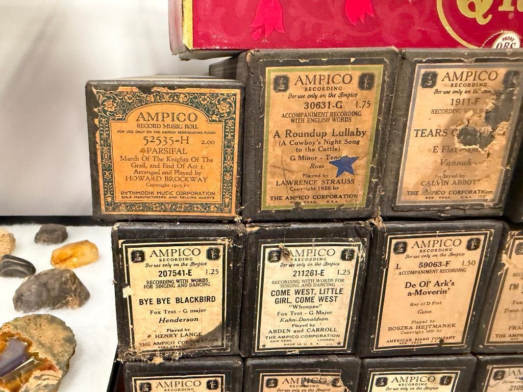 31 ANTIQUE PIANO ROLLS FEATURING 30 BY AMPICO WITH ORIGINAL BOXES - 3