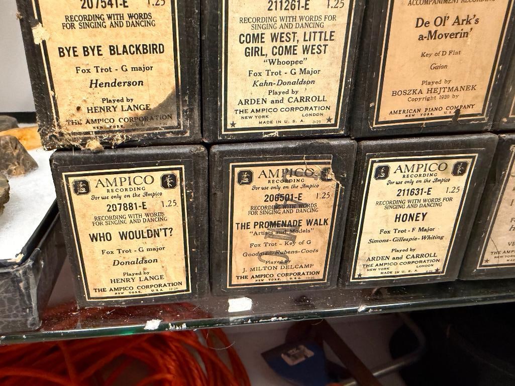31 ANTIQUE PIANO ROLLS FEATURING 30 BY AMPICO WITH ORIGINAL BOXES - 4