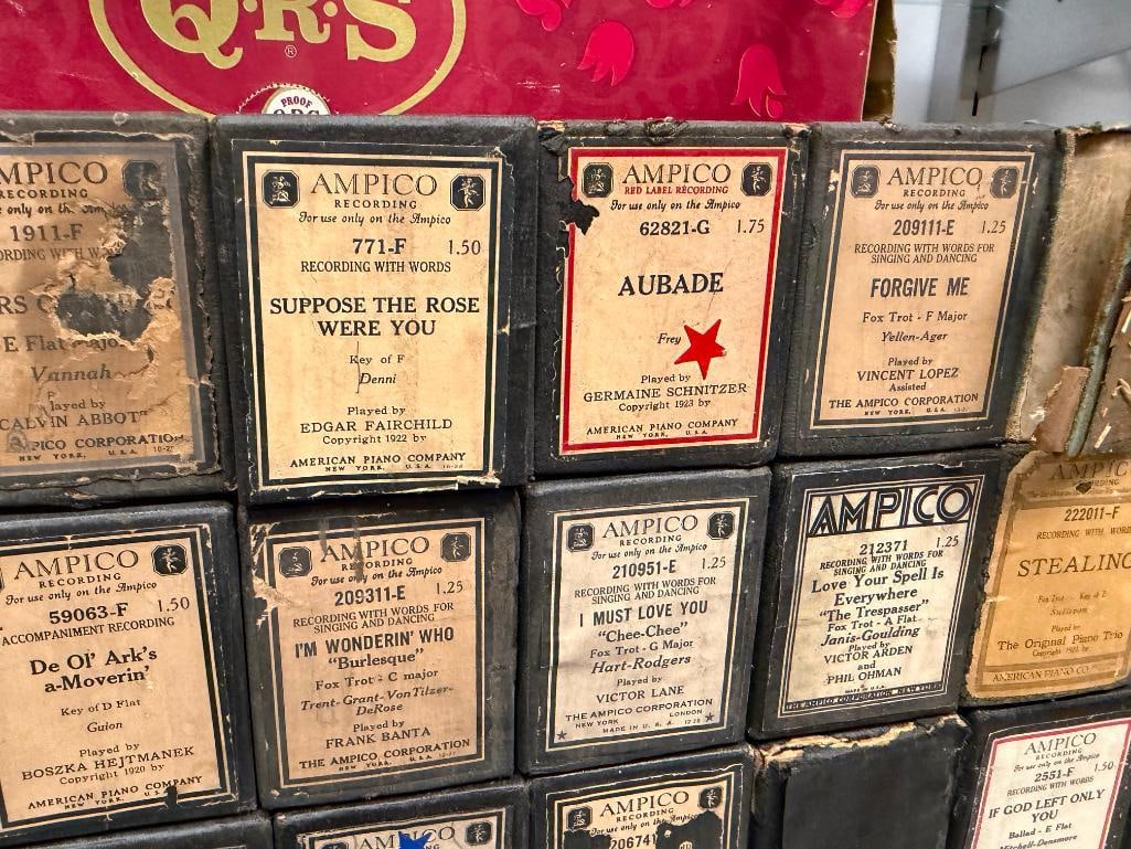 31 ANTIQUE PIANO ROLLS FEATURING 30 BY AMPICO WITH ORIGINAL BOXES - 5