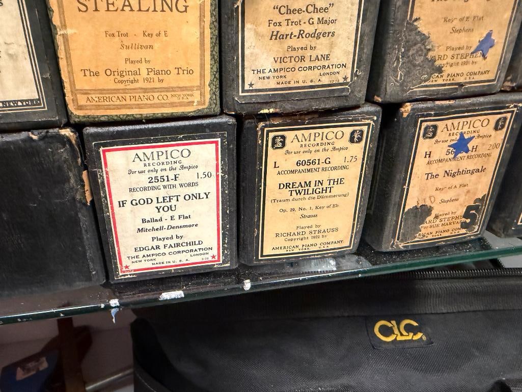 31 ANTIQUE PIANO ROLLS FEATURING 30 BY AMPICO WITH ORIGINAL BOXES - 8