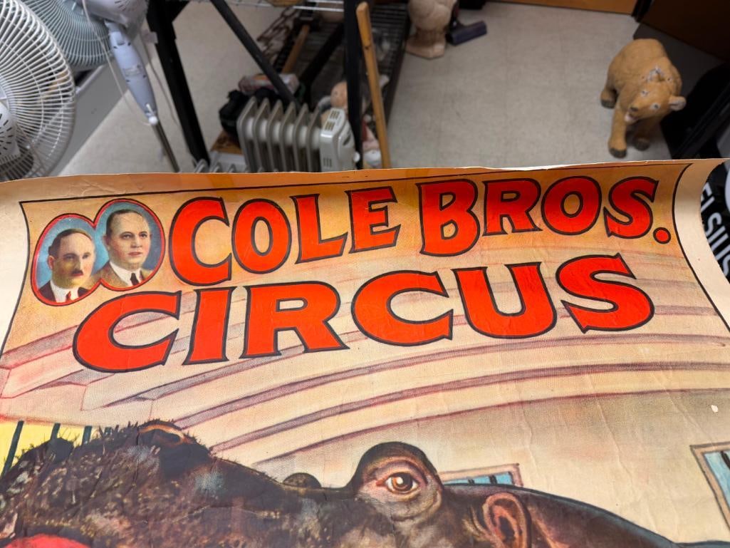 ASSORTED CIRCUS POSTERS INCLUDING COLE BROS. BLOOD SWEATING HIPPOPOTAMUS FROM THE NILE - 2