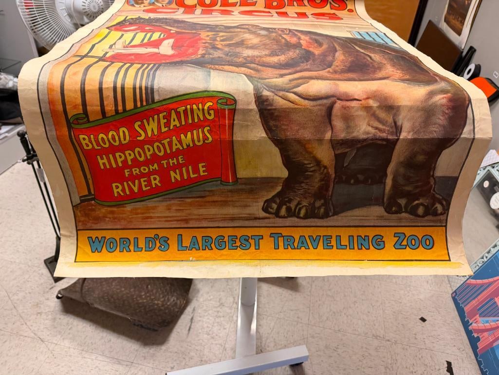 ASSORTED CIRCUS POSTERS INCLUDING COLE BROS. BLOOD SWEATING HIPPOPOTAMUS FROM THE NILE - 6