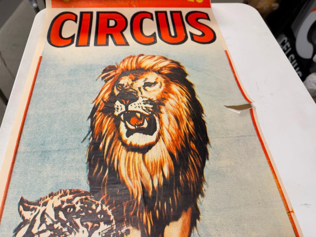 ASSORTED CIRCUS POSTERS INCLUDING COLE BROS. BLOOD SWEATING HIPPOPOTAMUS FROM THE NILE - 9