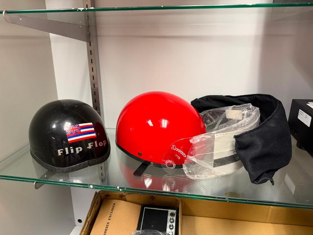 TWO VINTAGE SHELL MOTORCYCLE HELMETS INCLUDING VOLTAMP DOT CERTIFIED HELMET - 2