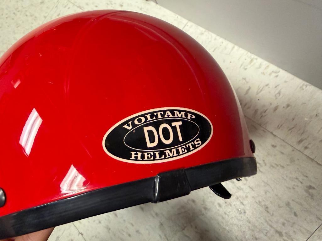 TWO VINTAGE SHELL MOTORCYCLE HELMETS INCLUDING VOLTAMP DOT CERTIFIED HELMET - 8