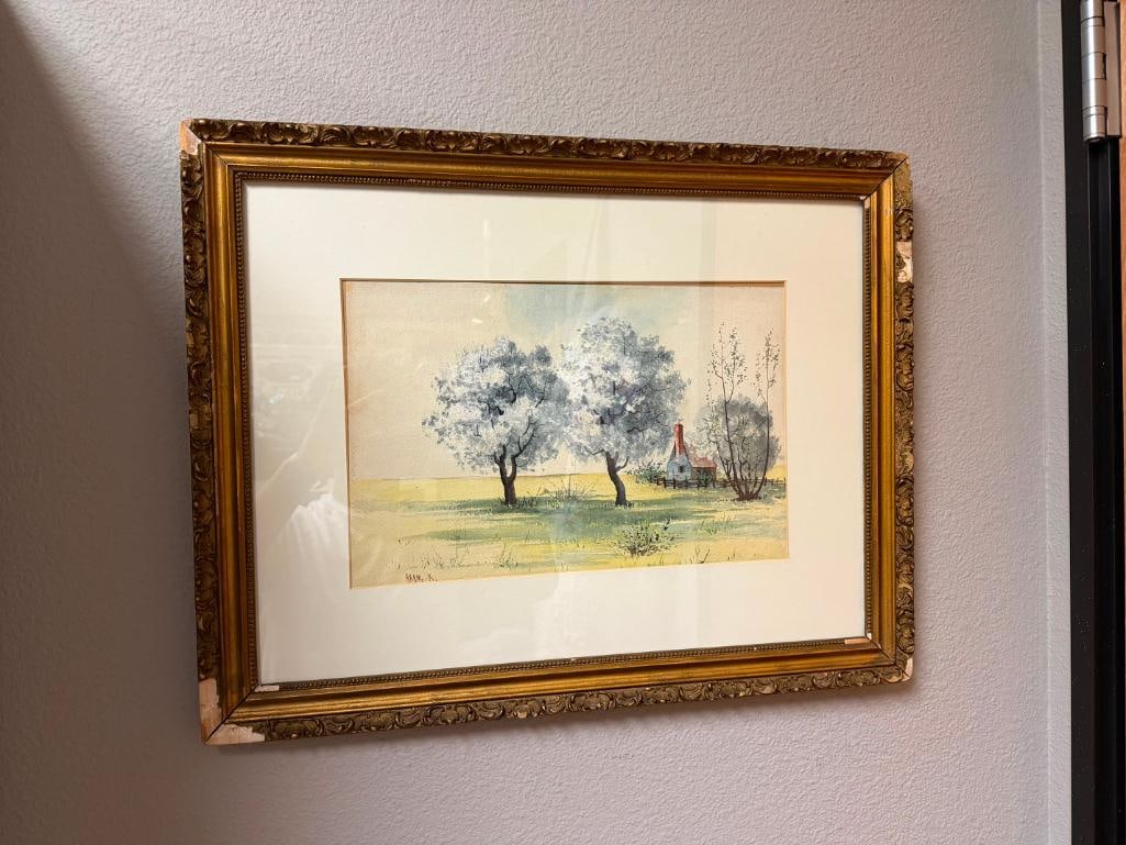 ORIGINAL WATRCOLOR ON PAPER SIGNED LANDSCAPE PAINTING BY ARAM K. - 2