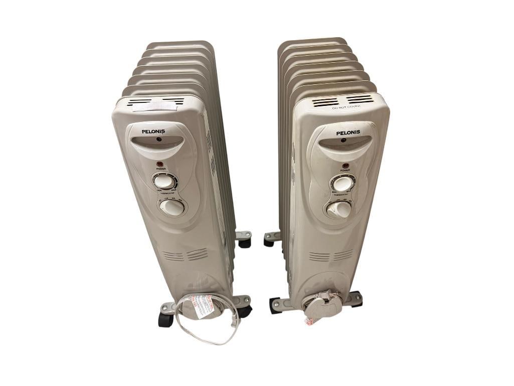 TWO PELONIS ELECTRIC PORTABLE SPACE HEATERS: BOTH TESTED + 25" H