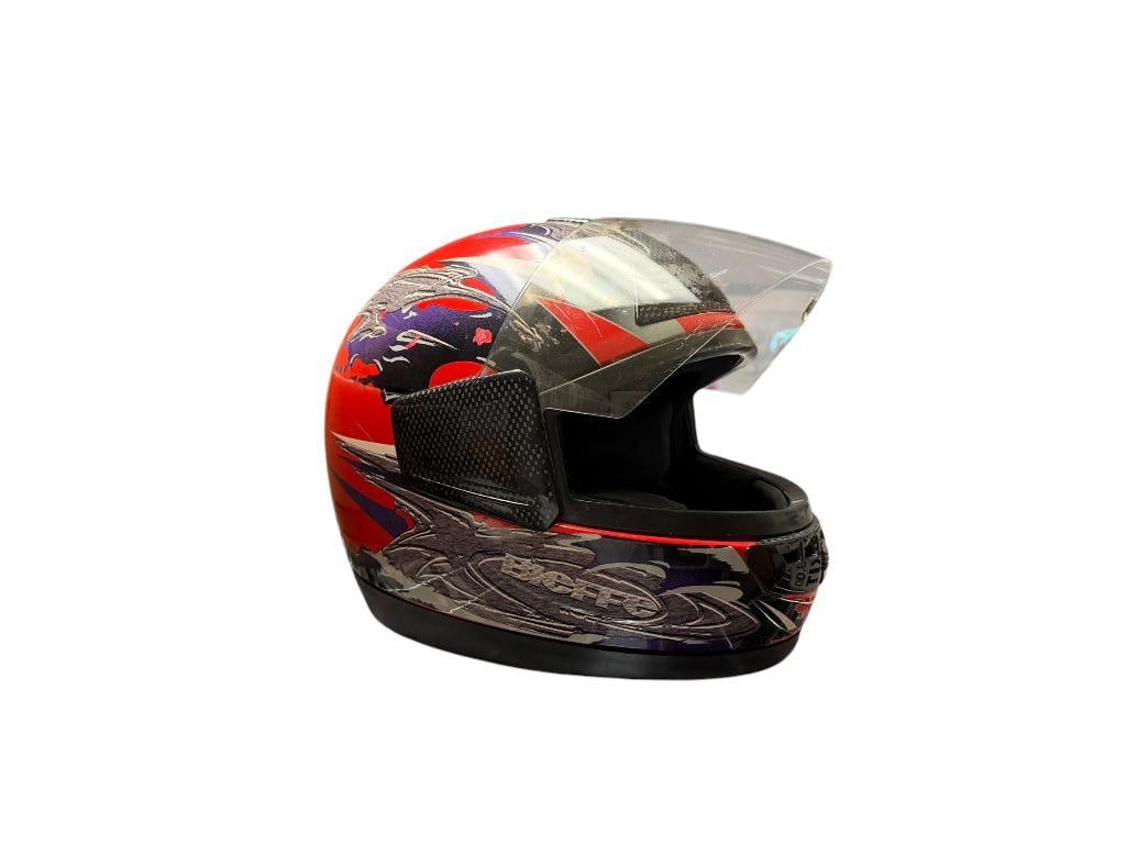 BIEFFE TANK=TOP MOTORCYCLE HELMET: FAIR CONDITION, ITALIAN MADE, INCLUDE SHELMET COVER SIZE M