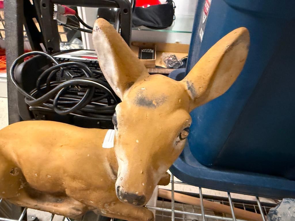 RESTING DOE AND FAWN DEER CEMENT YARD ART SCULPTURES - 11