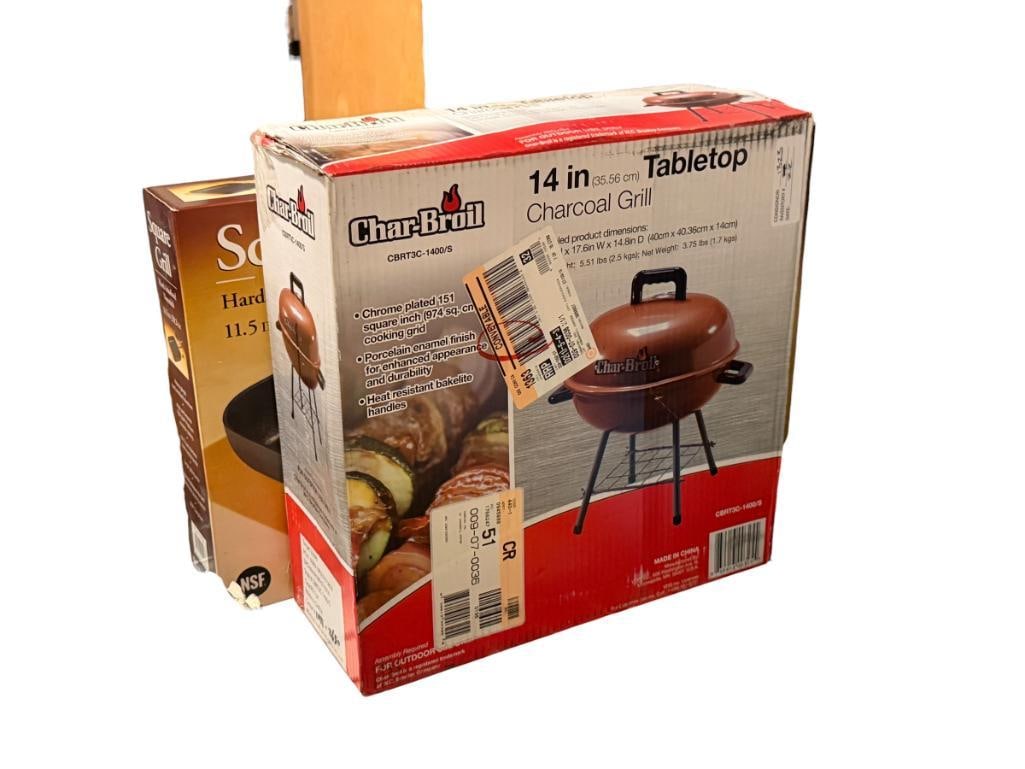 CHAR-BROIL CHARCOAL GRILL AND SQUARE GRILL HAND ANODIZED NON-STICK SKILLET (1 of 9)