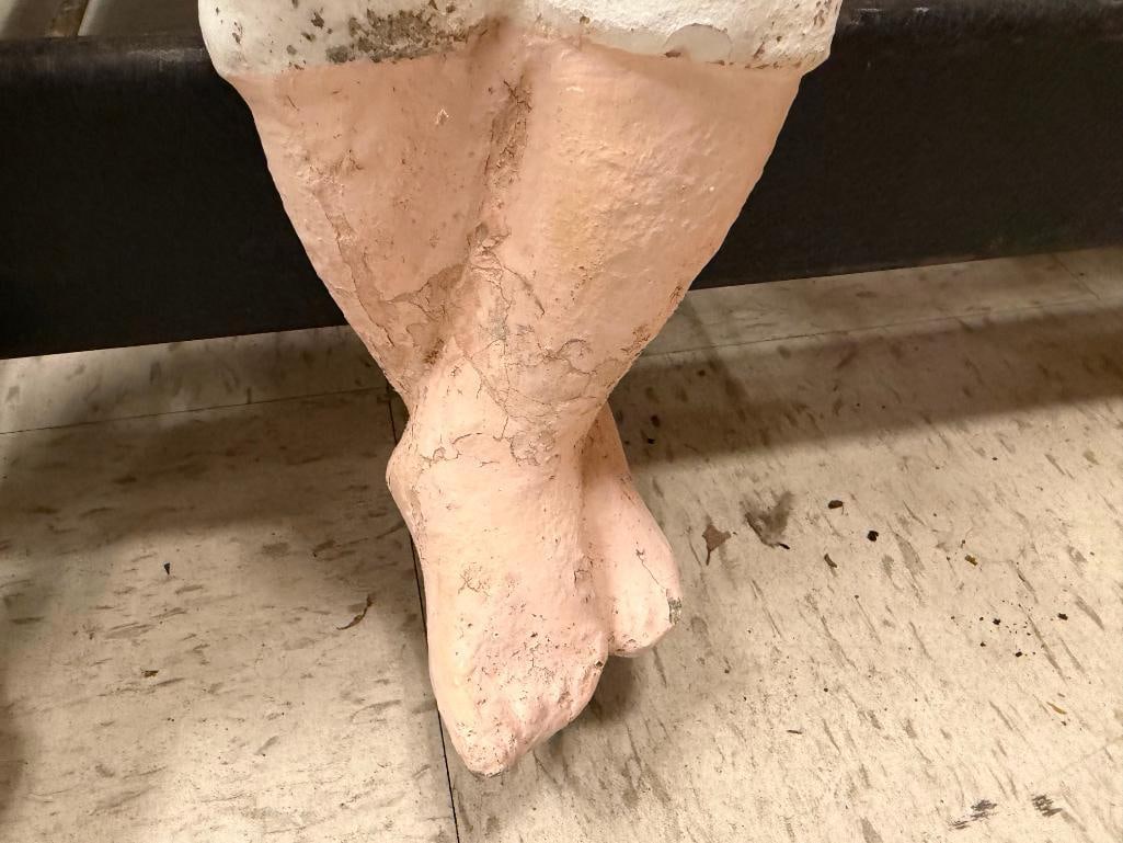 TWO HANDPAINTED SITTING FISHING BOY CEMENT YARD ART SCULPTURES - 10