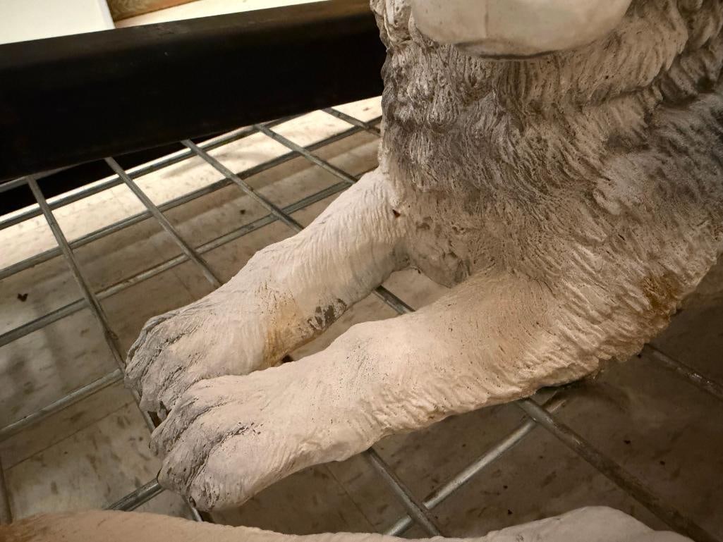 TWO RESTING WOLF / HUSKY AND PUP RESIN YARD ART SCULPTURES - 10