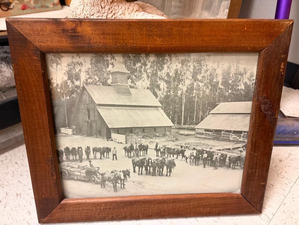 TWO SEPIA TONED PHOTOGRAPH PRINTS AND ONE ORIGINAL PENCIL DRAWING SIGNED BY ARTIST M. GAFFNEY - 4