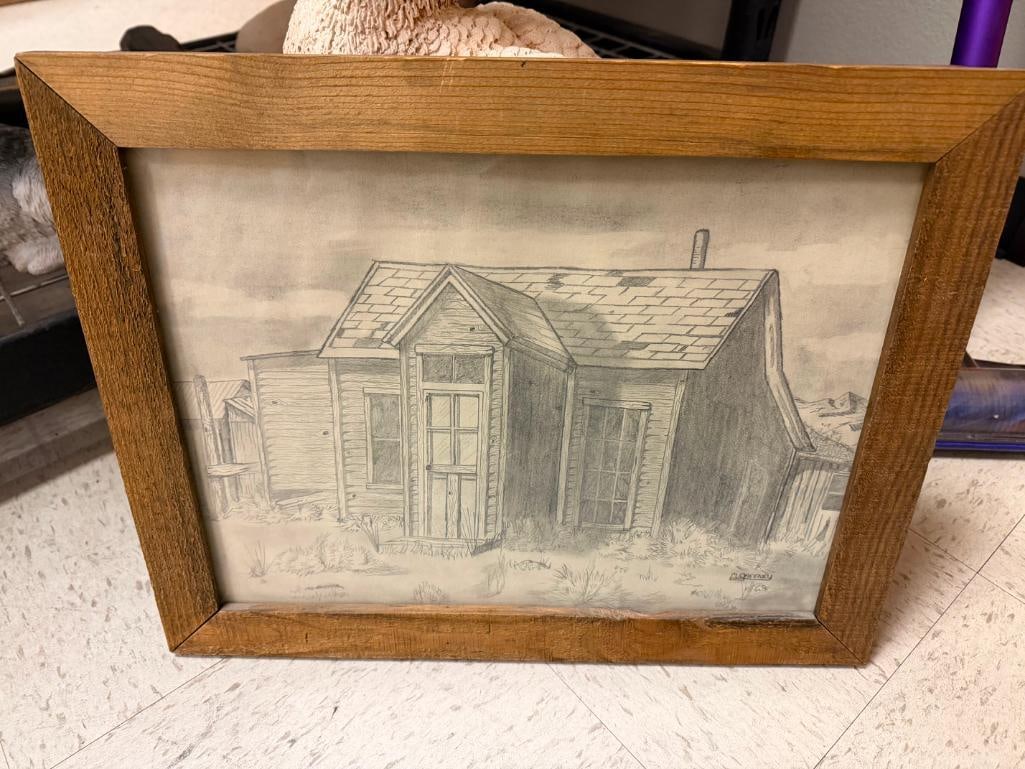 TWO SEPIA TONED PHOTOGRAPH PRINTS AND ONE ORIGINAL PENCIL DRAWING SIGNED BY ARTIST M. GAFFNEY - 5
