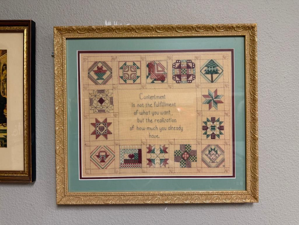 FRAMED CROSS-STITCHED SAMPLER WITH POSITIVE MESSAGE - 2