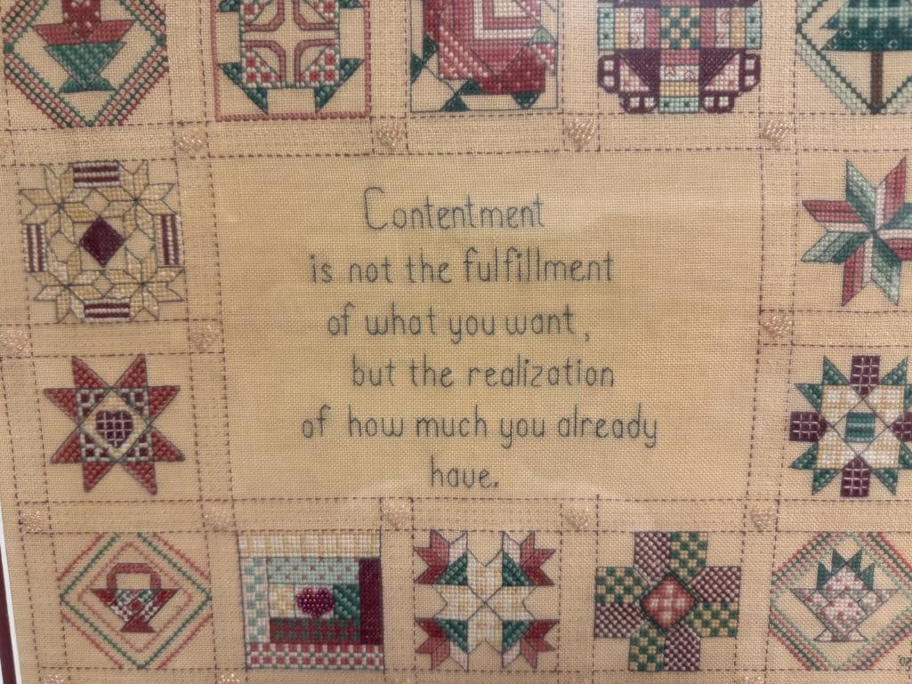 FRAMED CROSS-STITCHED SAMPLER WITH POSITIVE MESSAGE - 3