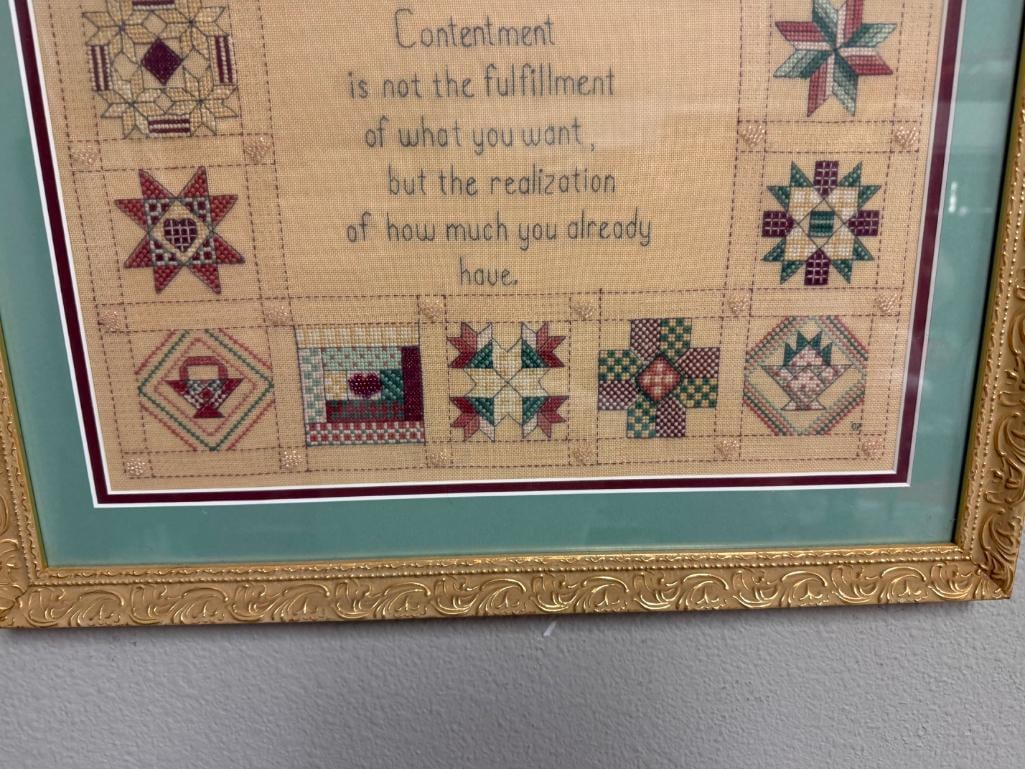 FRAMED CROSS-STITCHED SAMPLER WITH POSITIVE MESSAGE - 6