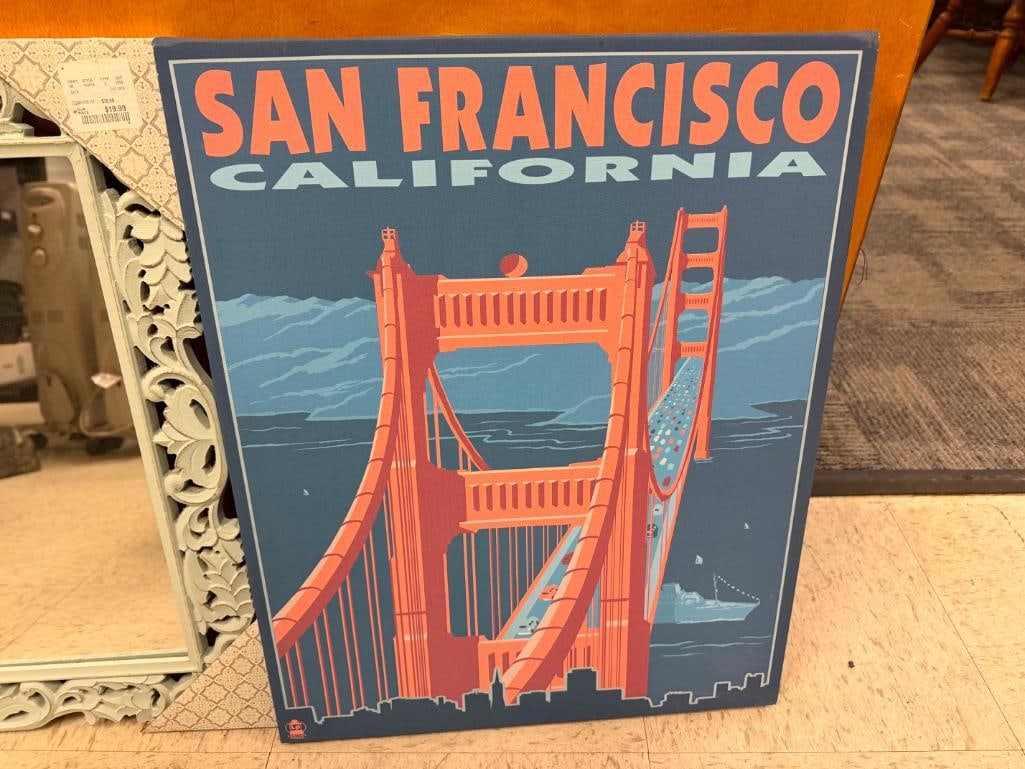 SAN FRANCISCO CALIFORNIA GOLDEN GATE BRIDGE CANVAS PRINT AND DECORATIVE MIRROR BY SHEFFIELD HOME - 3