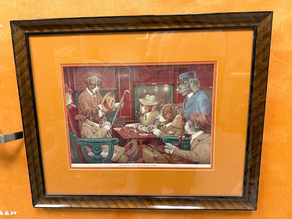" HIS STATION AND FOUR ACES " COMICAL DOGS PLAYING POKER PRINT BY CASSIUS MARCELLUS COOLIDGE - 2